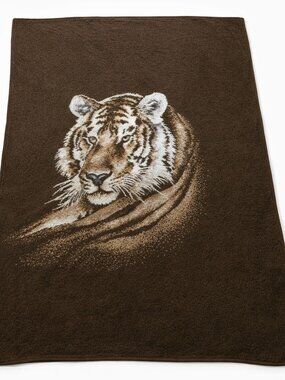 Vintage 1980s Biederlack of the Americas Reversible Two Sided Tiger Throw